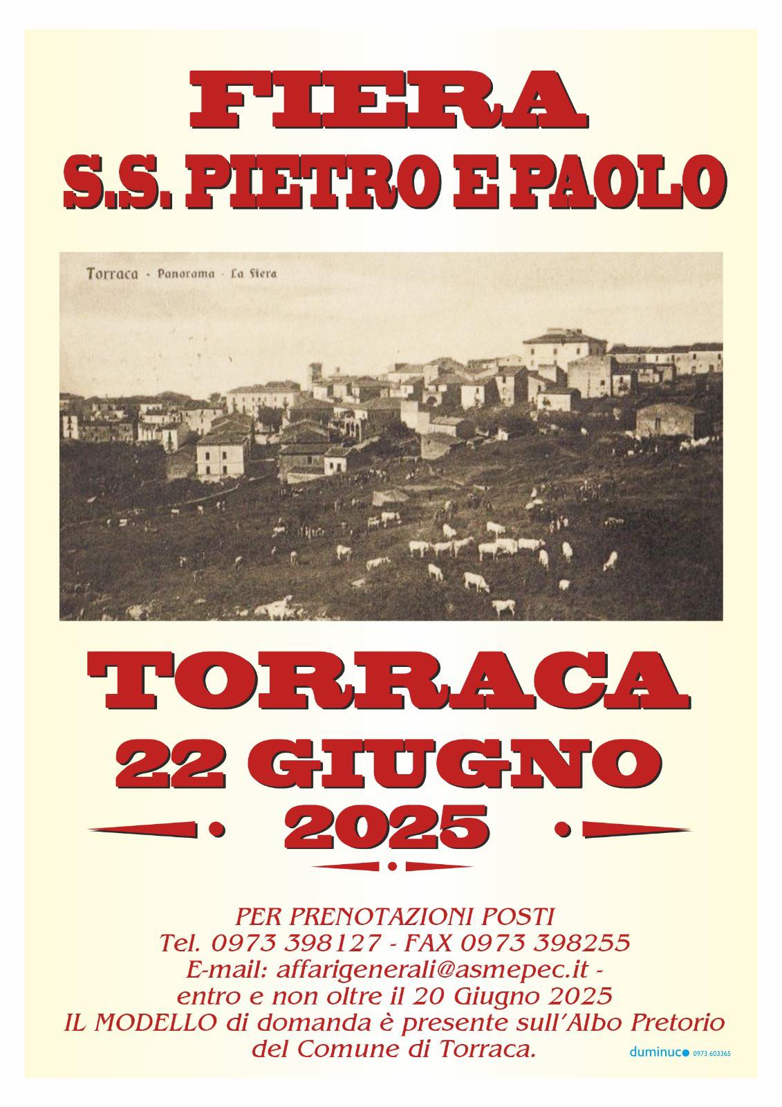 Fiera SS. Pietro e Paolo del 22 giugno 2025 - Domanda occupazione posteggio suolo pubblico