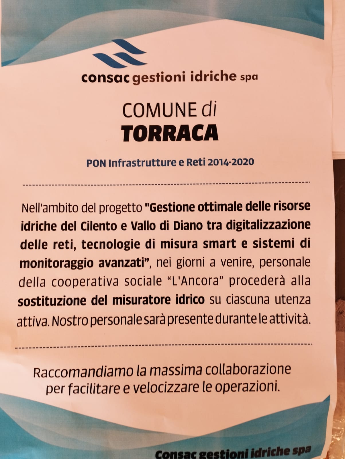 CONSAC: Sostituzione misuratore idrico